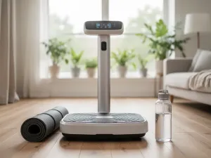 Rower triathlonowy, kask, buty biegowe i okularki pływackie nad jeziorem, symbol przygotowań do pełnego dystansu Ironman