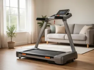 Młoda kobieta ćwiczy Pilates na macie w jasnym, uporządkowanym salonie, pokazując, jak trenować samodzielnie w domu.