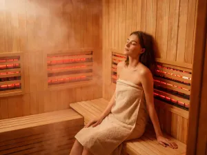 Kobieta ćwiczy pilates na macie w jasnym domowym studio, prezentując elegancką, kontrolowaną pozycję wzmacniającą ciało.