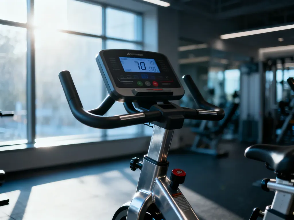 Profesjonalny rower stacjonarny z monitorem tętna w laboratorium sportowym, służący do pomiaru wydolności tlenowej VO2max.