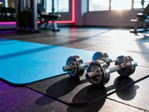 Profesjonalne buty do biegania na bieżni lekkoatletycznej o wschodzie słońca, gotowe do treningu w równym tempie.