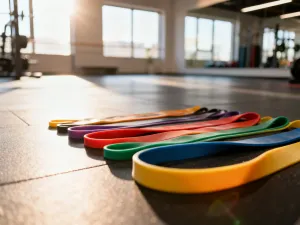 Rolka do ćwiczeń mięśni brzucha umieszczona na podłodze w nowoczesnej sali fitness.