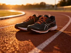 Profesjonalne buty sportowe na macie do ćwiczeń w domowej siłowni, gotowe do treningu wzmacniającego nogi.
